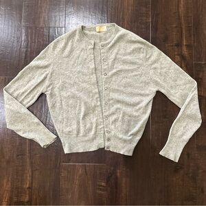 Barbara Lee Light Gray Women's 100% Imported Cashmere Sweater Cardigan Vintage